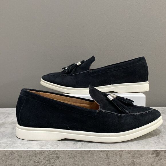 Johnston & Murphy Black Suede Fringe Tassel Loafers Size 8 Made in Brazil - Picture 5 of 13